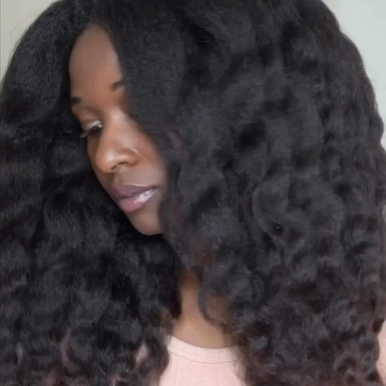 Black woman with natural 4b 4c hair using My Journey Haven Growth Oil and Crown healthy hair balm to style hair in twist and braids